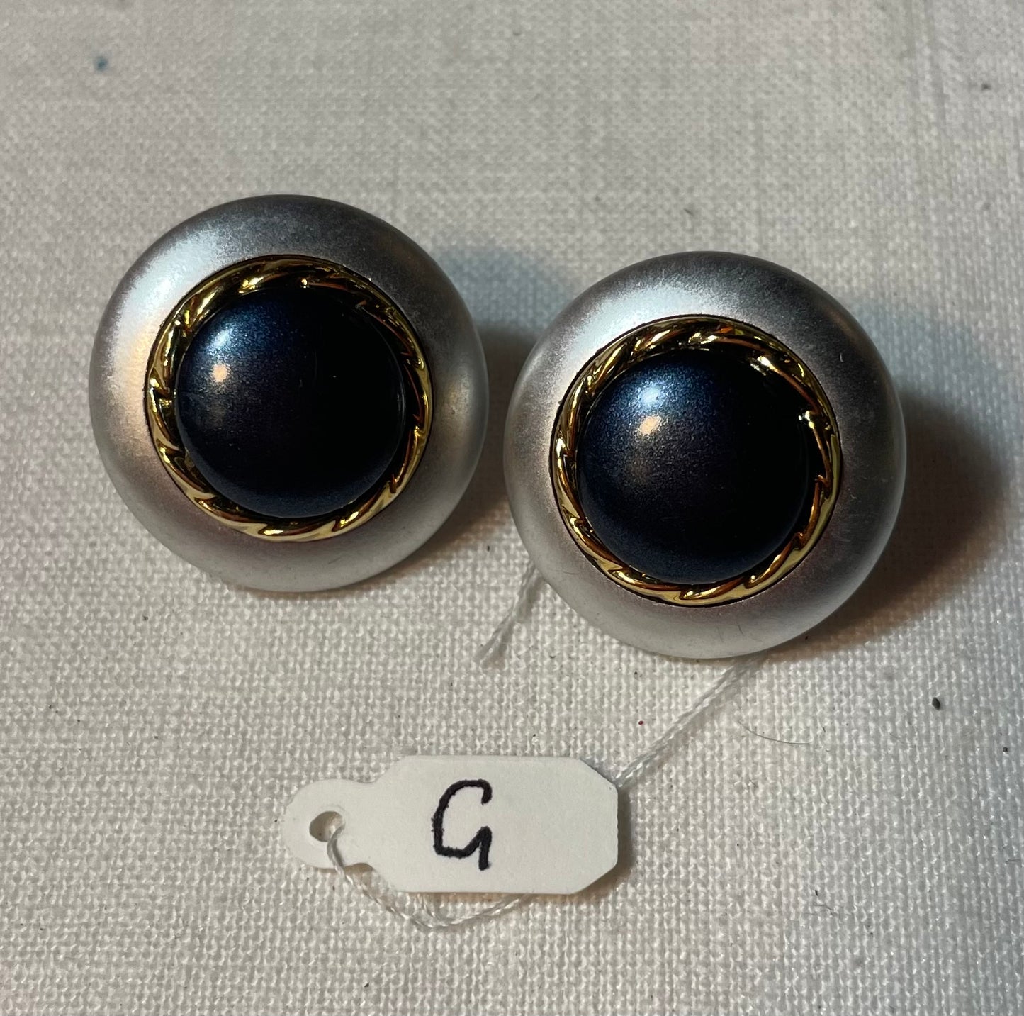 Indigo blue and gold vintage earrings